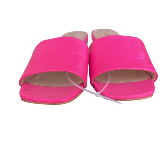 Camssoo Square Open Toe Clear Heels embossed print pink sandals Barbie size 9 - Picture 6 of 9